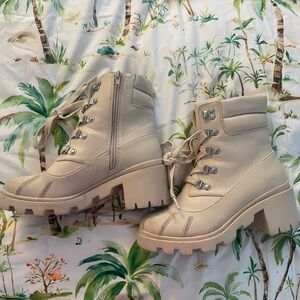 Madden Girl Beige Lace-Up Boots